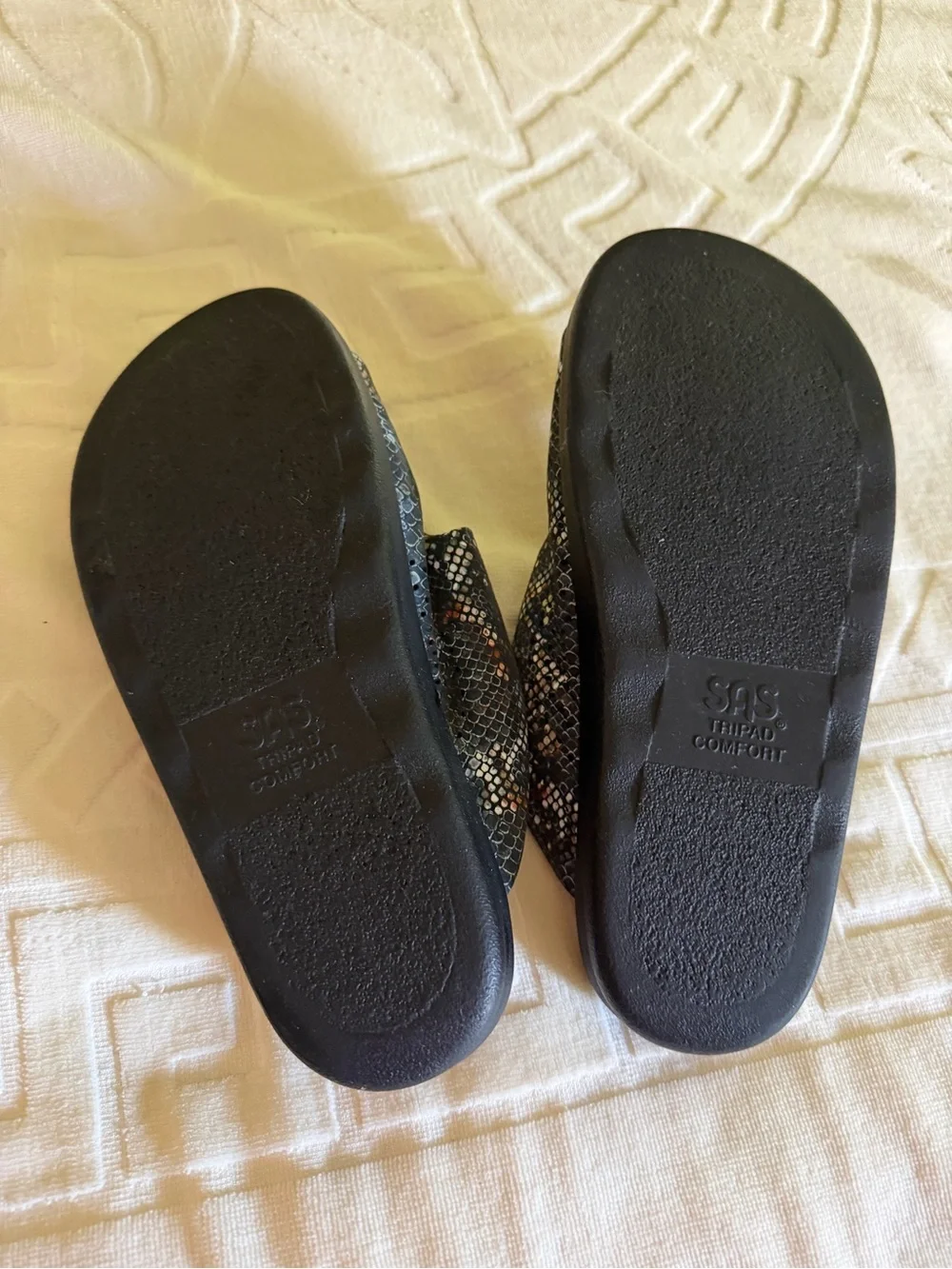 SAS Cozy slide sandal mutiskin navy, 9 comfort walking orthopedic support